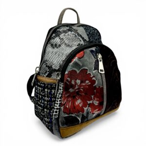 Rucsac damă din piele naturală Selina Unique S100-24 – patchwork contrastant, design artistic modern