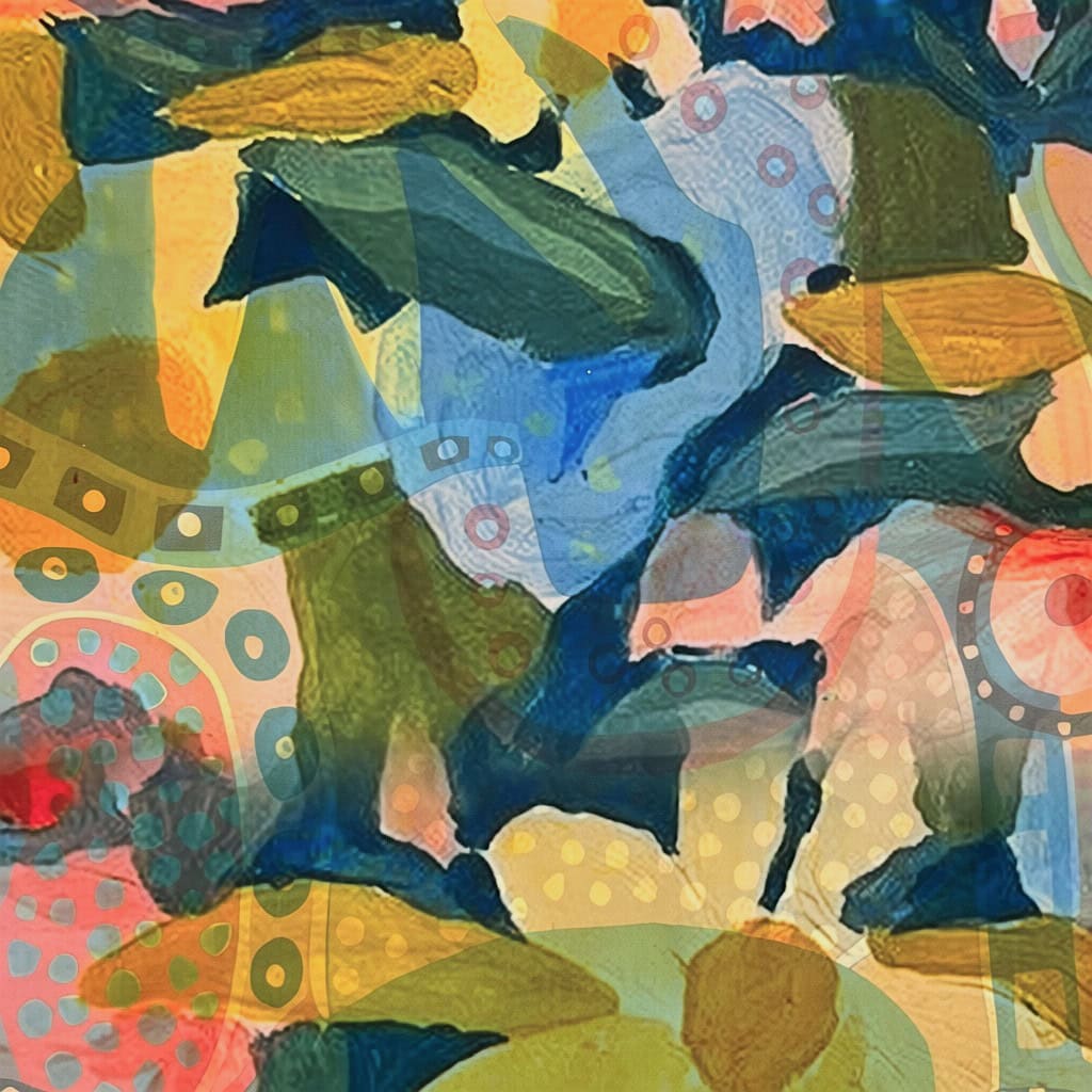 Pește abstract, pictură modernă pentru decor interior, artă colorată și vibrantă.