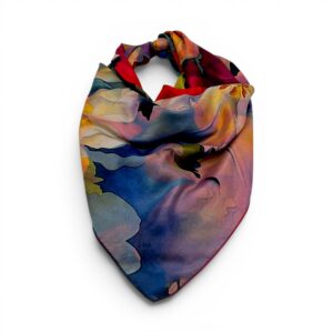 Batic damă din mătase 100% reversibil – Floral Impression X11-5 – 70 × 70 cm, Cutie Cadou