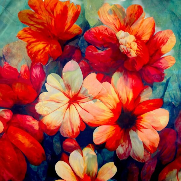 Batic damă din mătase 100% reversibil – Floral Impression X11-5 – 70 × 70 cm, Cutie Cadou