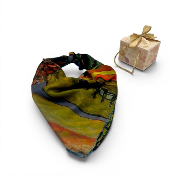Batic damă din mătase 100% reversibil – Villa Primavera X11-6 – 70 × 70 cm, Cutie Cadou