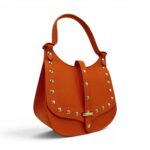 Geantă damă Belle Monique Nerine GZ96-A – piele naturală portocaliu coniac cu detalii aurii