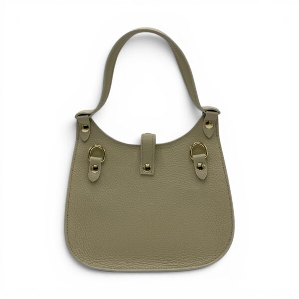 Geantă damă Belle Monique Nerine GZ96-Bej Taupe – piele naturală greige cu detalii aurii | Design italian elegant