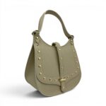 Geantă damă Belle Monique Nerine GZ96-Bej Taupe – piele naturală greige cu detalii aurii | Design italian elegant