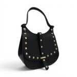 Geantă damă Belle Monique Nerine GZ96-N – piele naturală neagră cu accente aurii | Design italian elegant