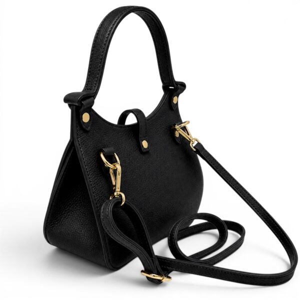 Geantă damă Belle Monique Nerine GZ96-N – piele naturală neagră cu accente aurii | Design italian elegant
