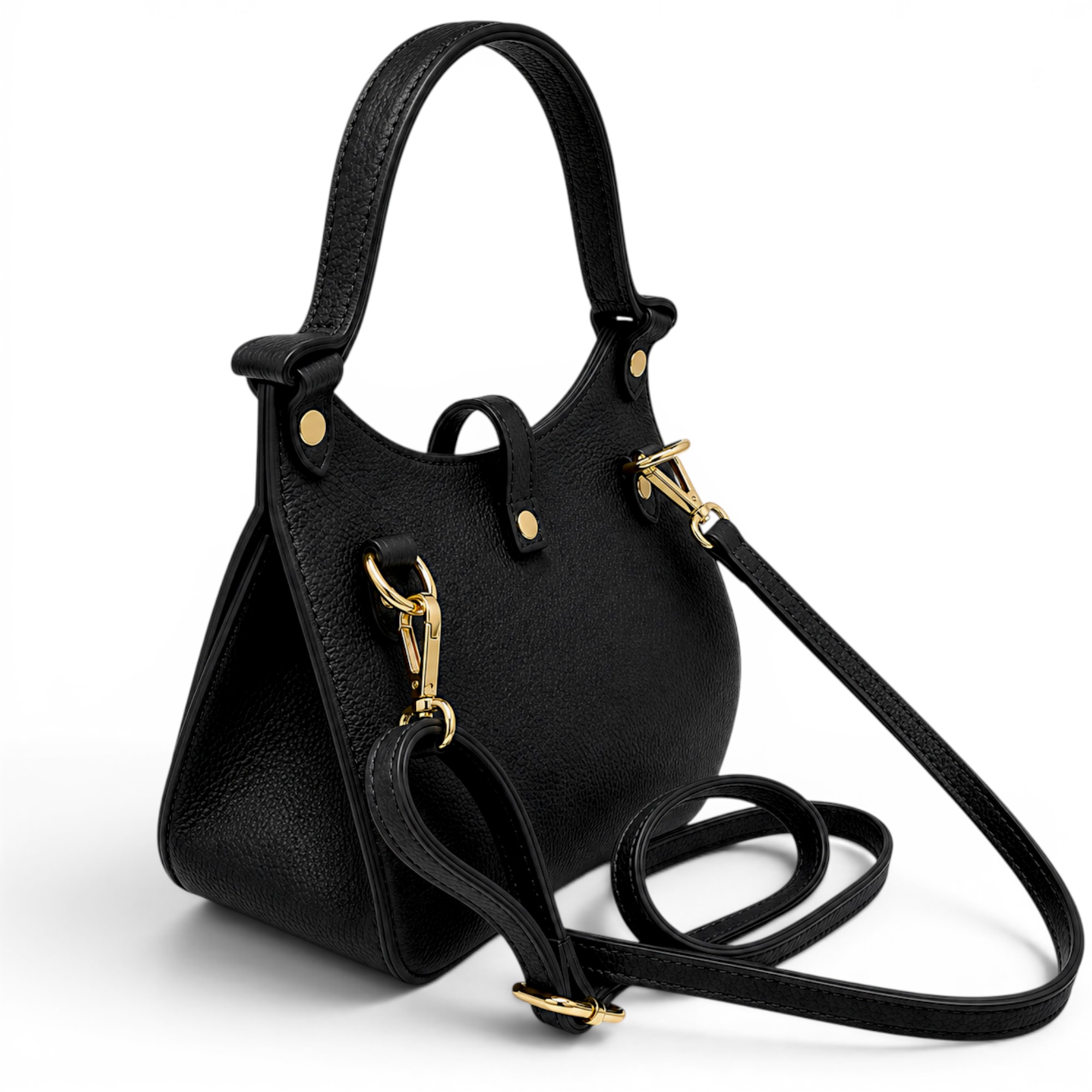 Geantă damă Belle Monique Nerine GZ96-N – piele naturală neagră cu accente aurii | Design italian elegant