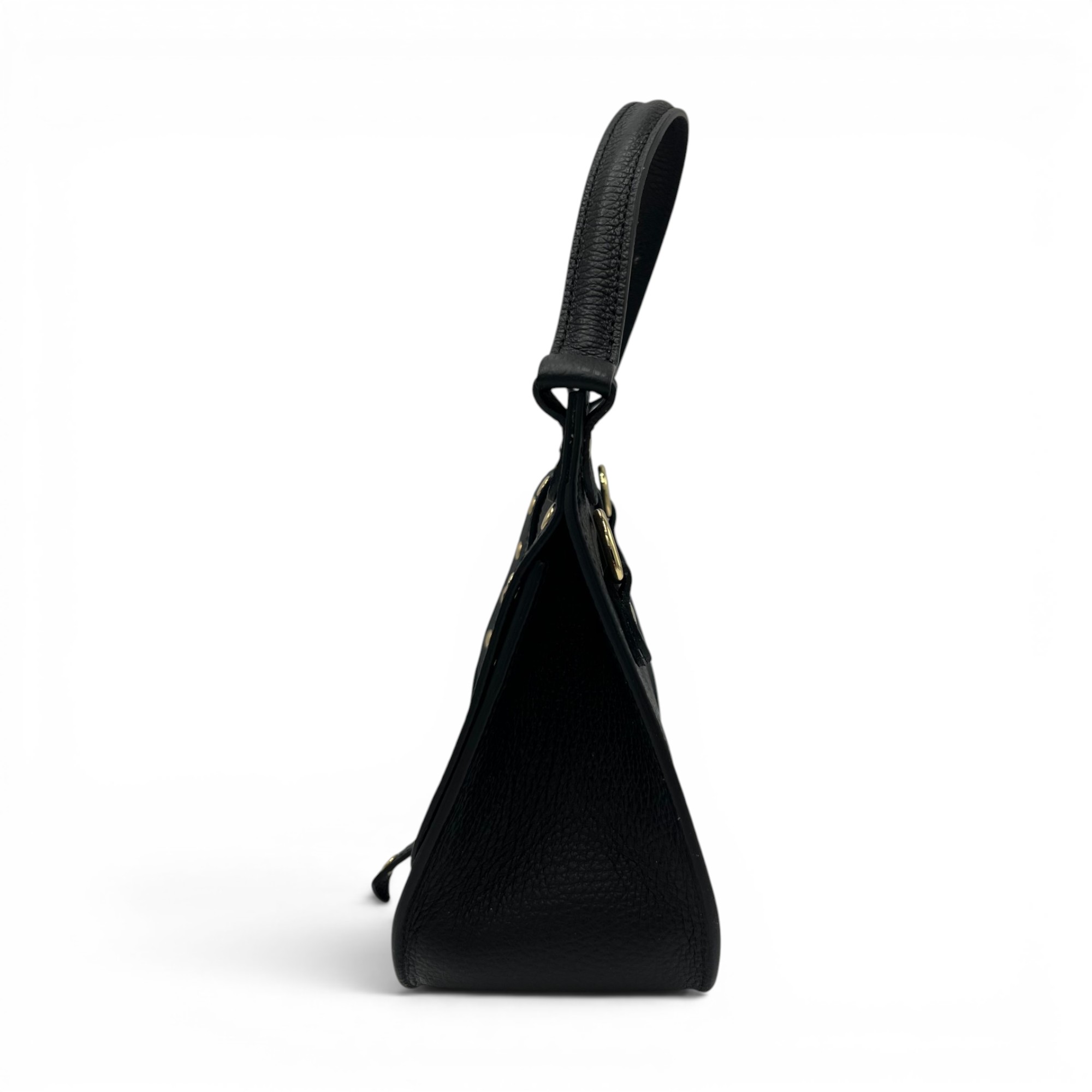 Geantă damă Belle Monique Nerine GZ96-N – piele naturală neagră cu accente aurii | Design italian elegant