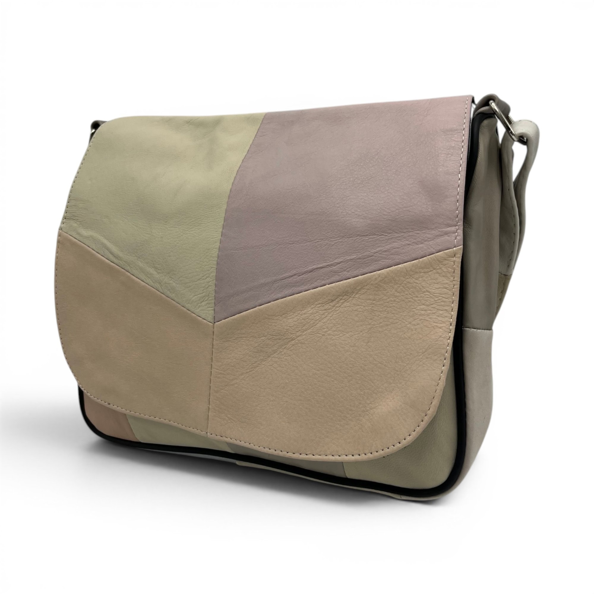 Geantă damă Lucia R45-C68, crossbody din piele naturală multicoloră, cu compartimentare practică și.