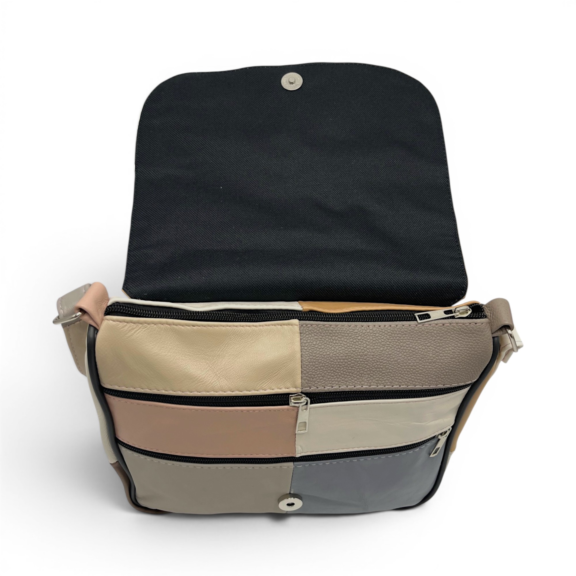 Geantă damă Lucia R45-C74 – crossbody din piele naturală multicoloră | Eleganță în tonuri pastel și nude