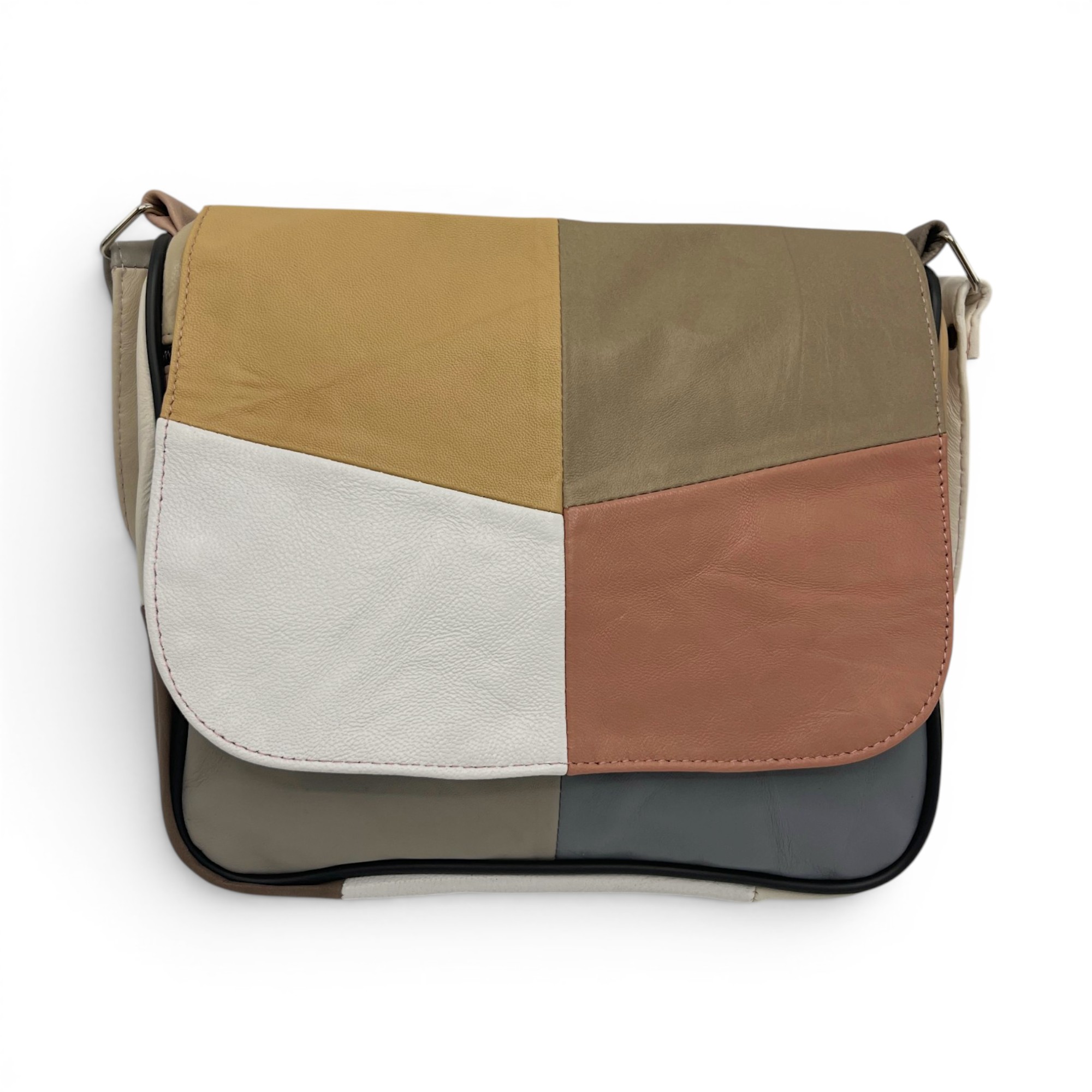 Geantă damă Lucia R45-C74 – crossbody din piele naturală multicoloră | Eleganță în tonuri pastel și nude