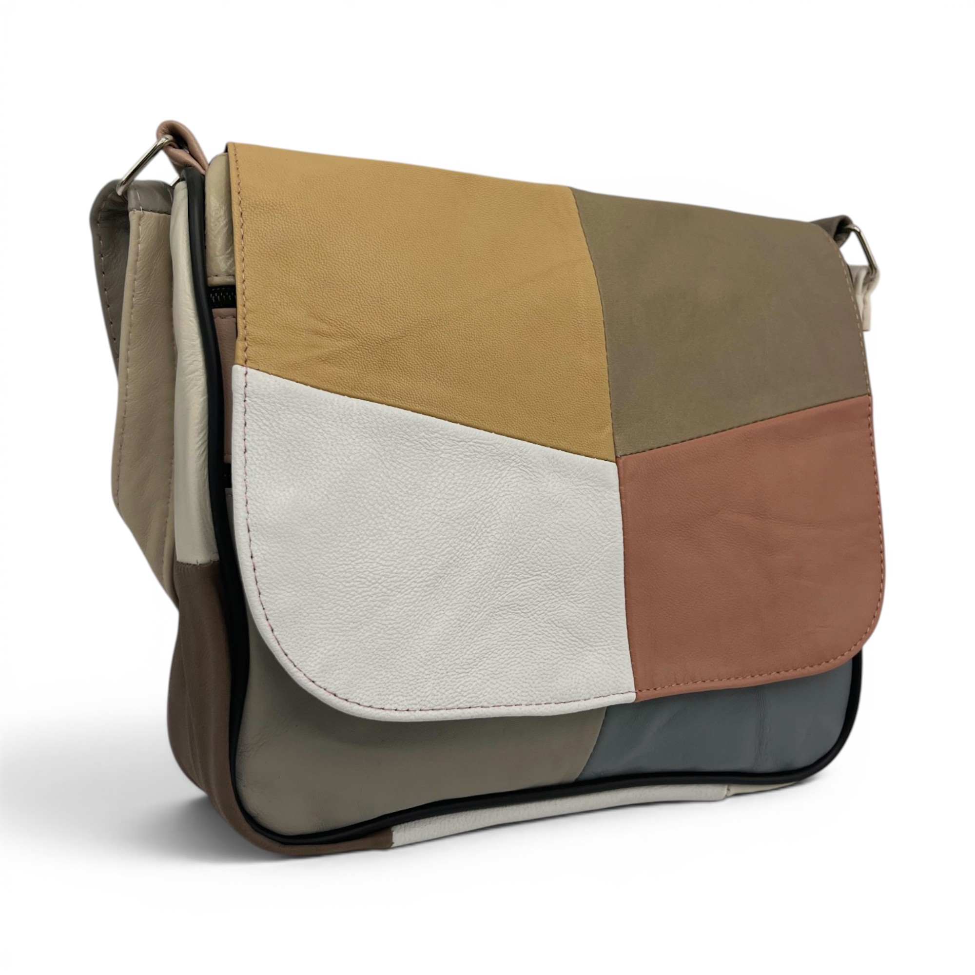 Geantă damă Lucia R45-C74 – crossbody din piele naturală multicoloră | Eleganță în tonuri pastel și nude