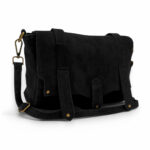 Geantă damă din piele naturală suede Belle Monique ME25 – Negru Cărbune | Eleganță Urbană & Design Soft Premium