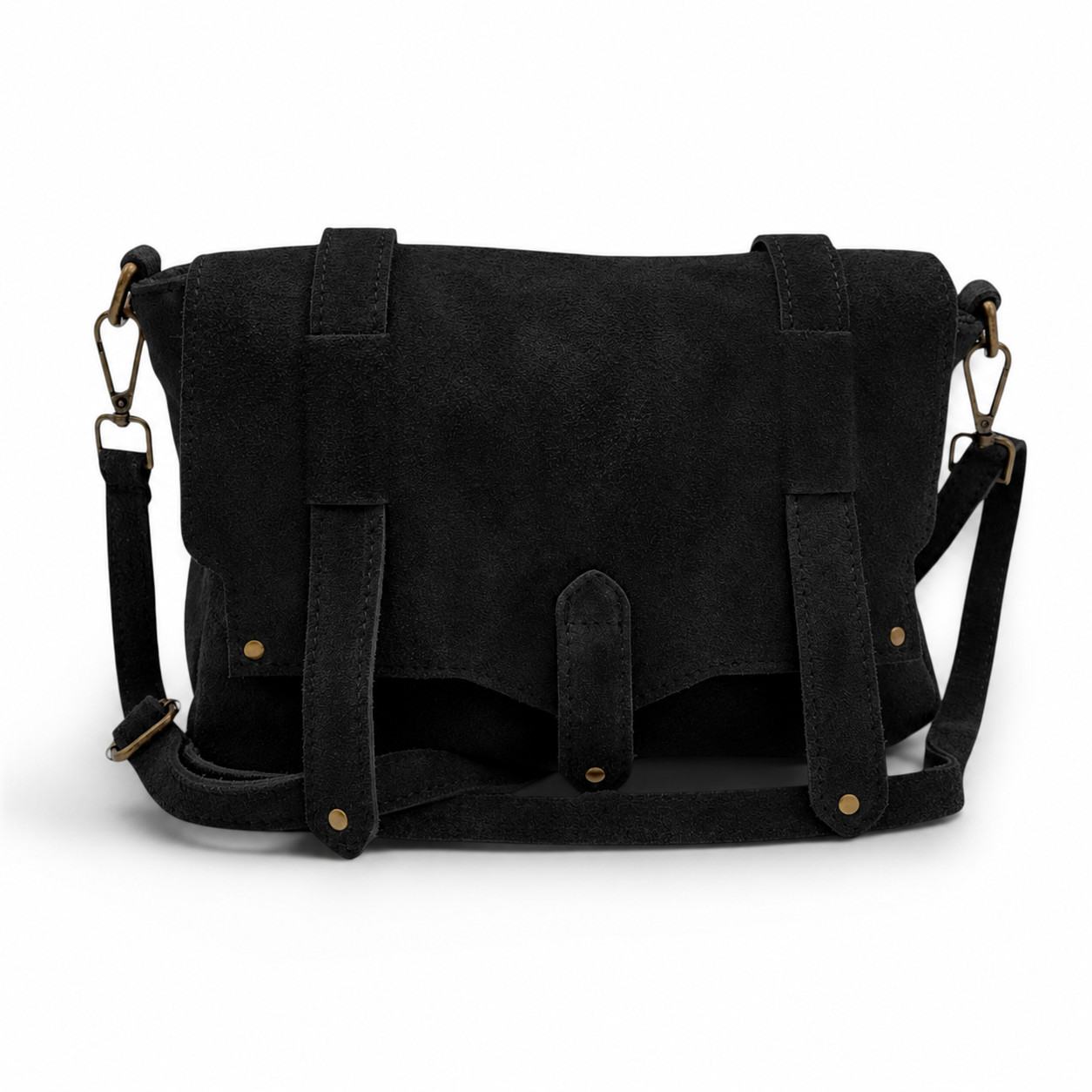Geantă damă din piele naturală suede Belle Monique ME25 – Negru Cărbune | Eleganță Urbană & Design Soft Premium