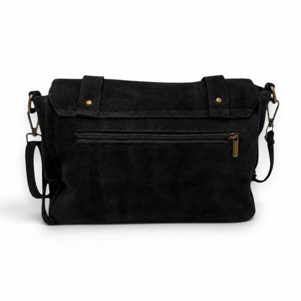 Geantă damă din piele naturală suede Belle Monique ME25 – Negru Cărbune | Eleganță Urbană & Design Soft Premium