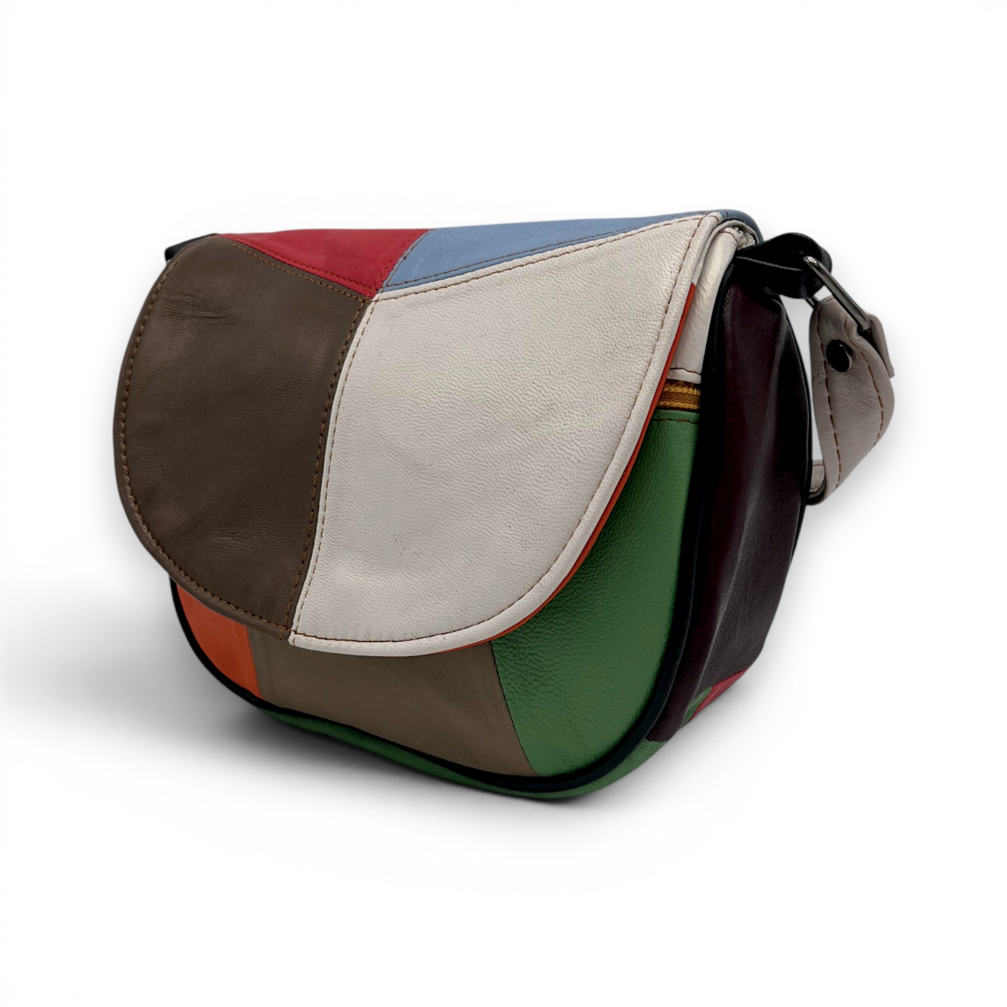 Geantă damă mini Scarlet R30-24 – accente vibrante și design artistic în piele naturală