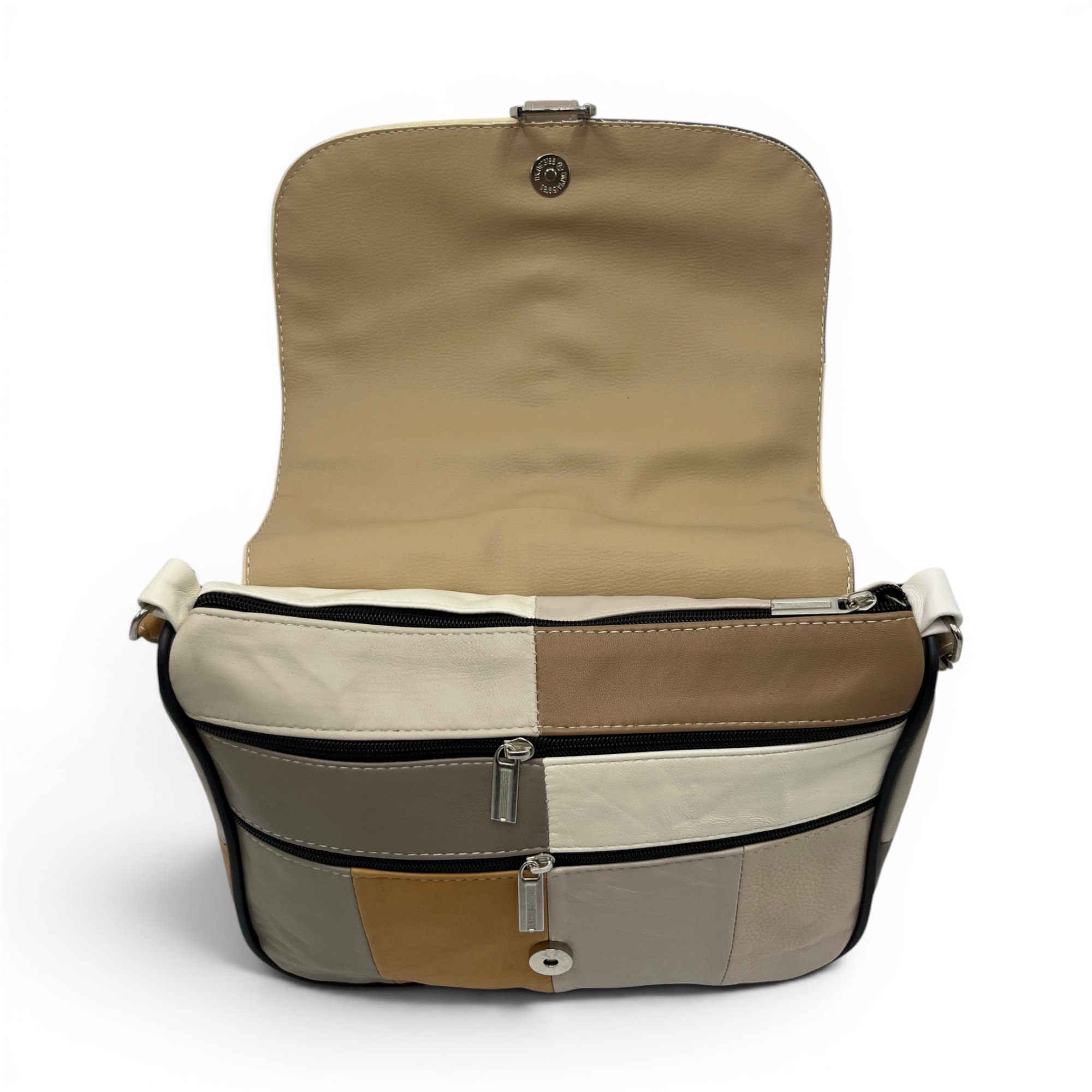 Geantă damă unicat Lucia R45-508 – piele naturală multicoloră | Design geometric modern