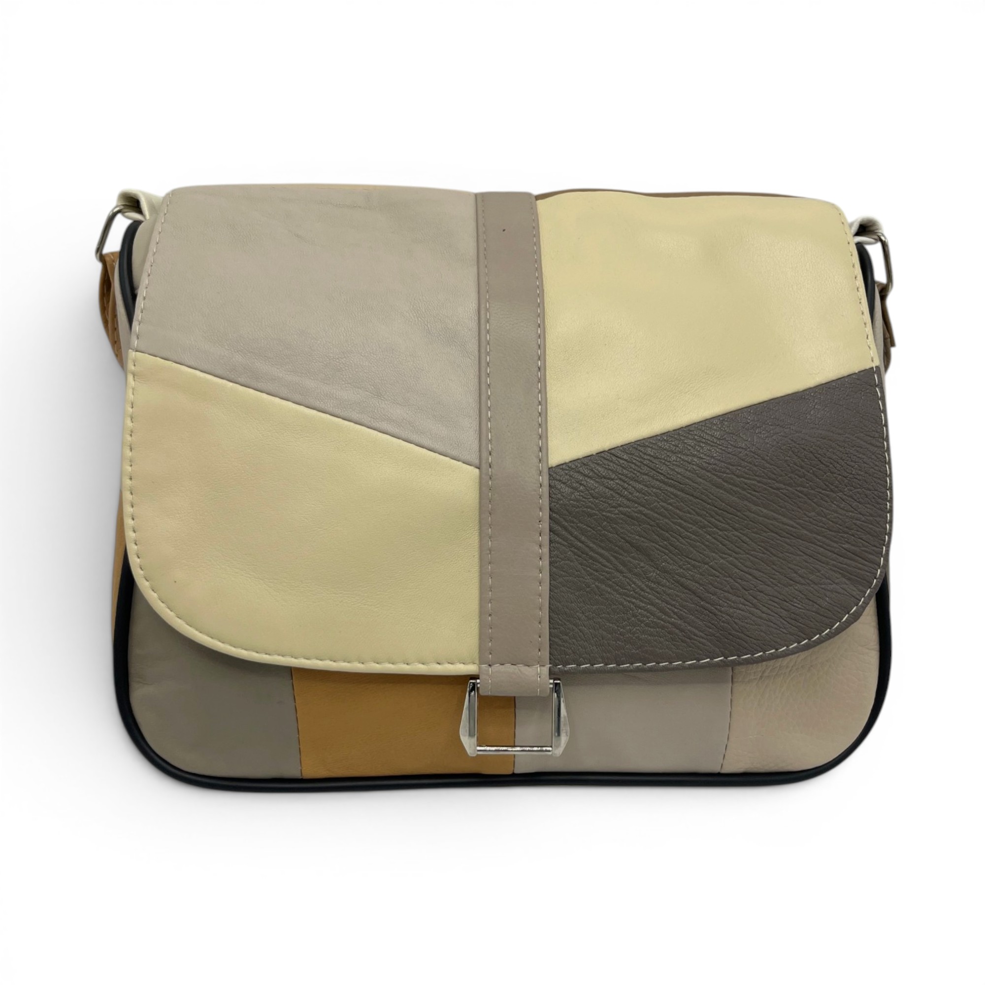 Geantă damă unicat Lucia R45-508 – piele naturală multicoloră | Design geometric modern