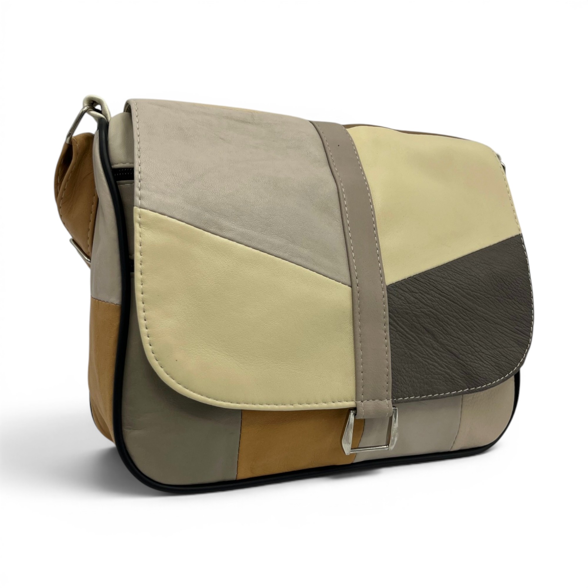 Geantă damă unicat Lucia R45-508 – piele naturală multicoloră | Design geometric modern