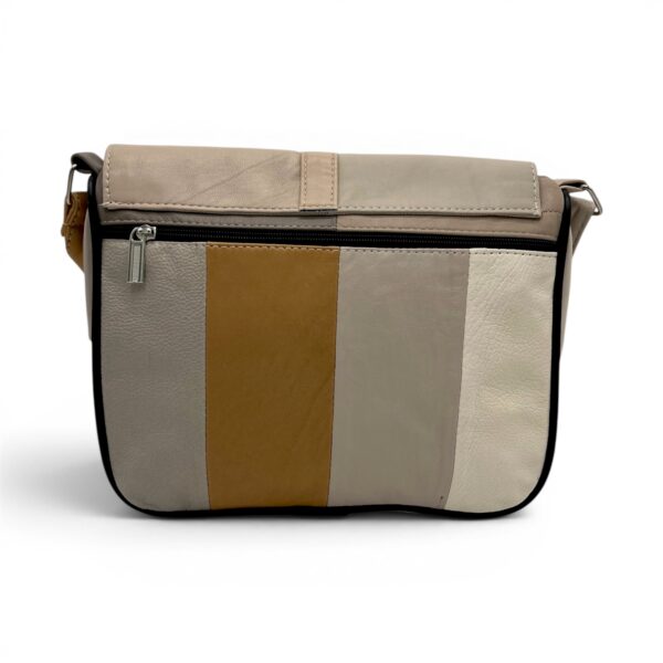 Geantă damă unicat Lucia R45-509 – piele naturală multicoloră | Eleganță modernă în tonuri neutre