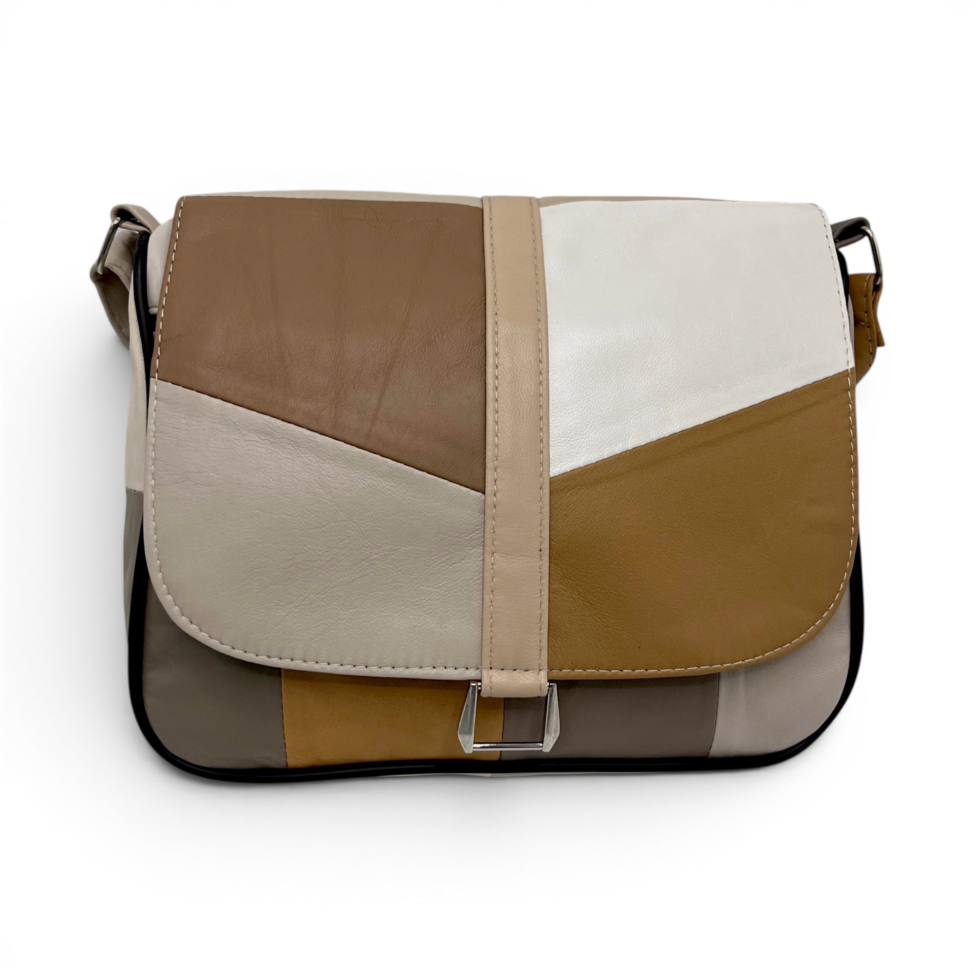 Geantă damă unicat Lucia R45-509 – piele naturală multicoloră (3) Geantă damă unicat Lucia R45-509 – piele naturală multicoloră | Eleganță modernă în tonuri neutre