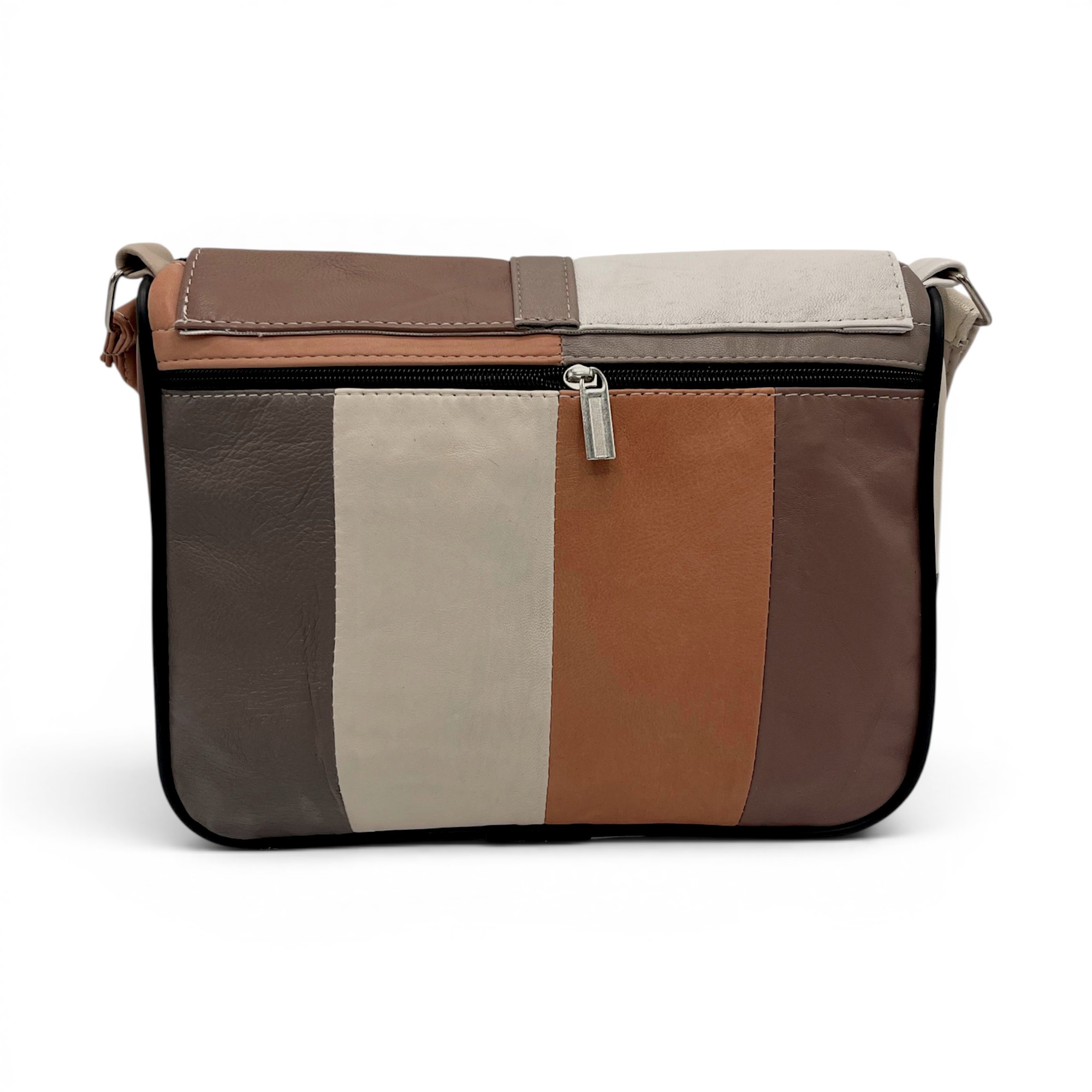 Geantă damă unicat Lucia R45-511 – piele naturală multicoloră | Eleganță modernă în tonuri nude și caramel