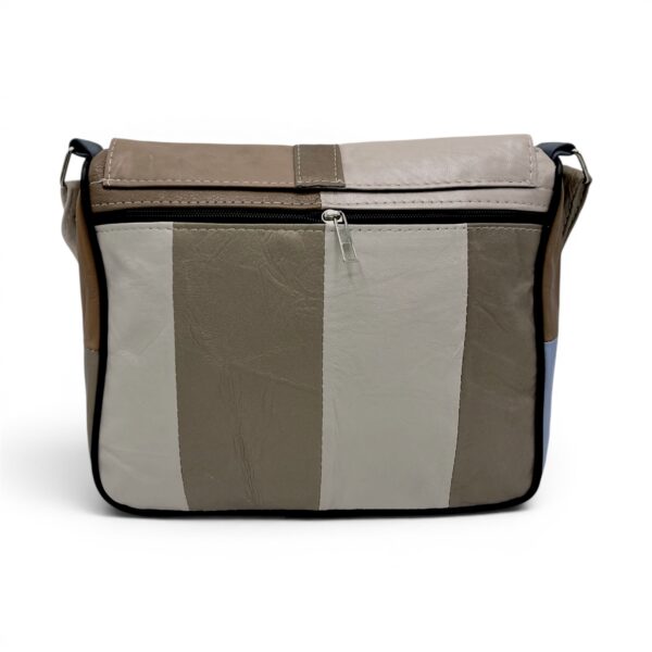 Geantă damă unicat Lucia R45-512 – piele naturală multicoloră | Eleganță modernă în tonuri neutre și accente blue grey