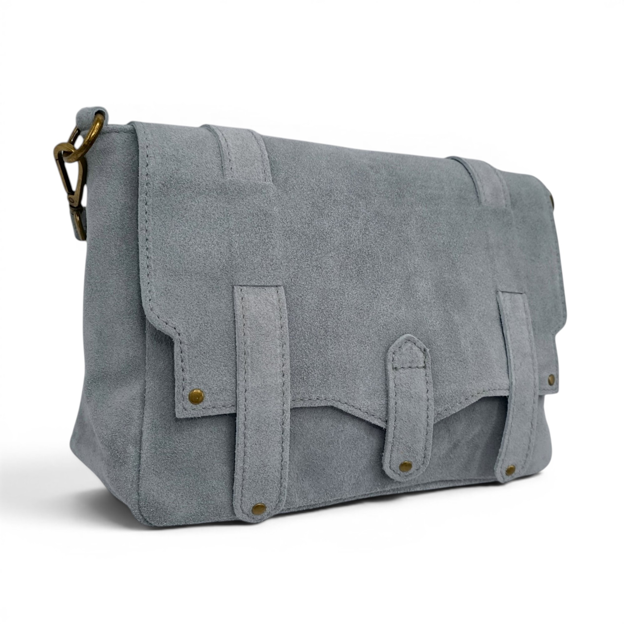 Geantă damă Belle Monique ME25 Gri Deschis – piele naturală suede | Eleganță minimalistă