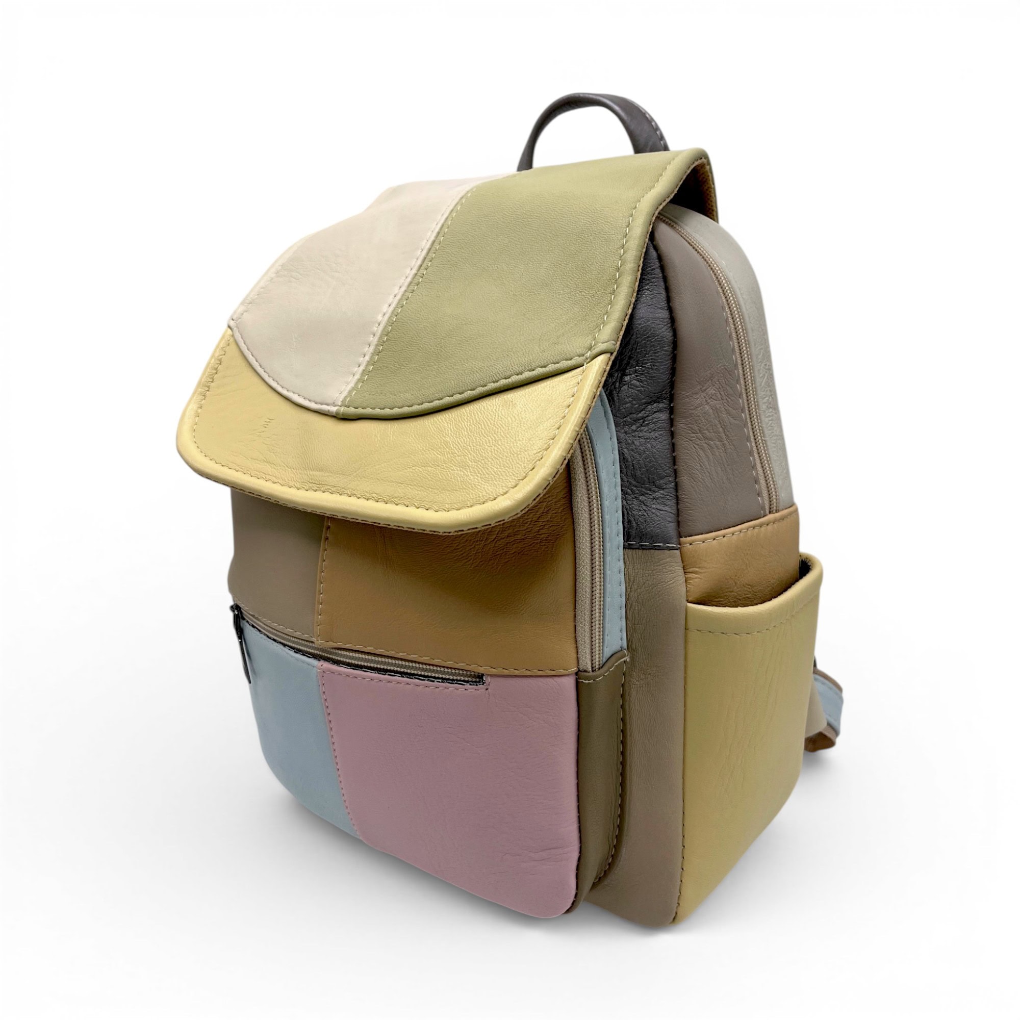 Rucsac Damă Piele Naturală Multicolor Eveline R105-57 – Design Unicat Patchwork