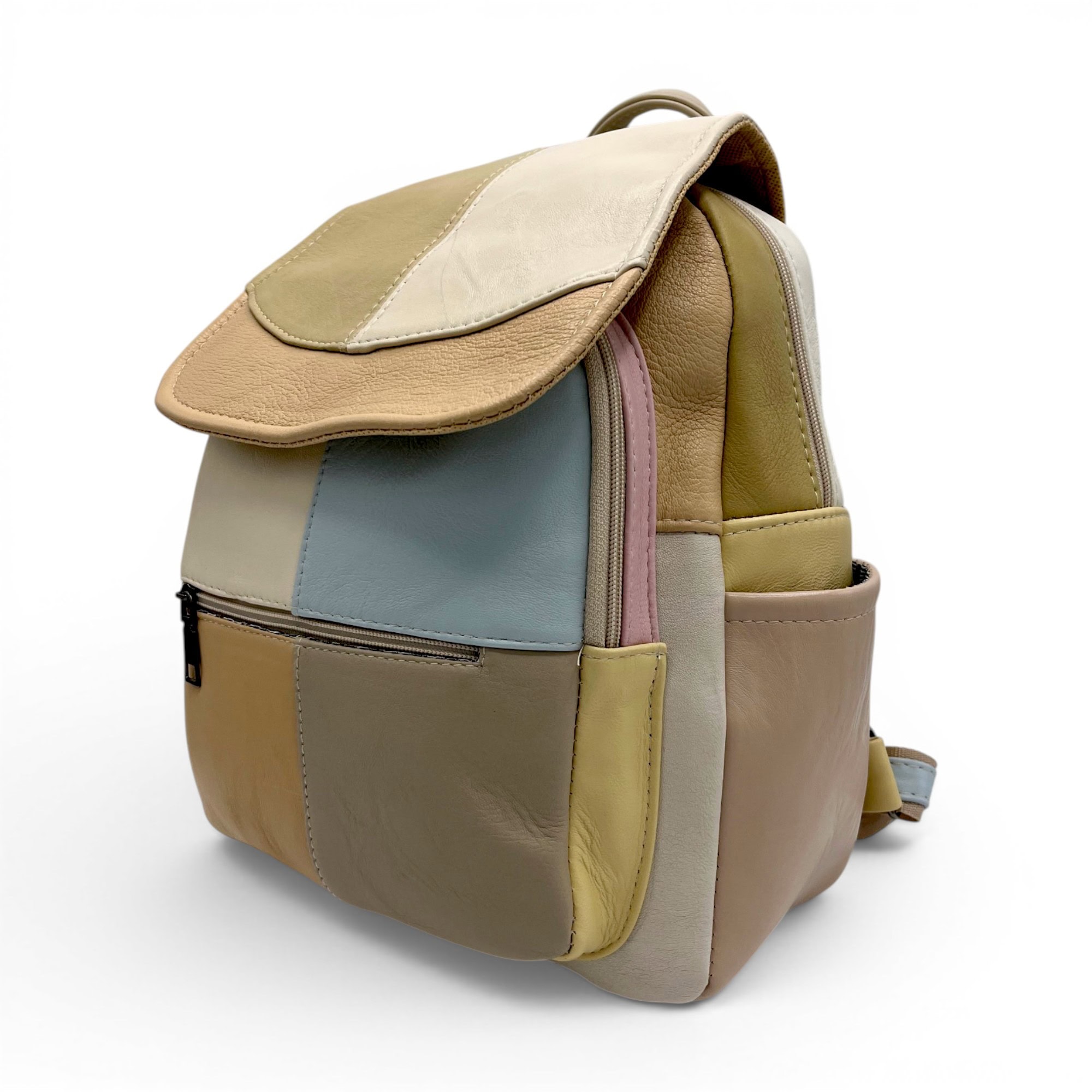 Rucsac Damă Piele Naturală Multicolor Eveline R105-58 – Design Unicat Patchwork