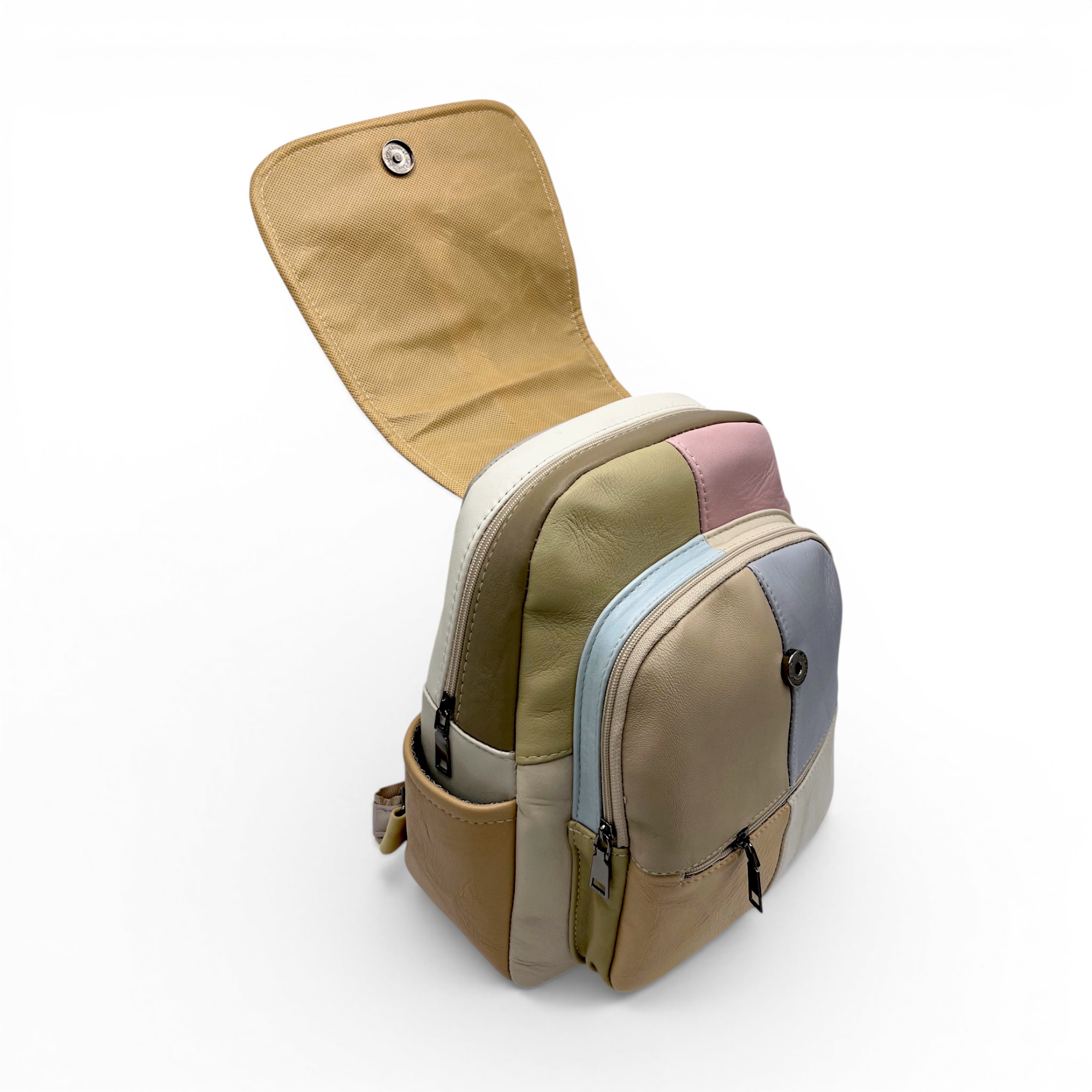 Rucsac Damă Piele Naturală Multicolor Eveline R105-60 – Design Unicat Patchwork