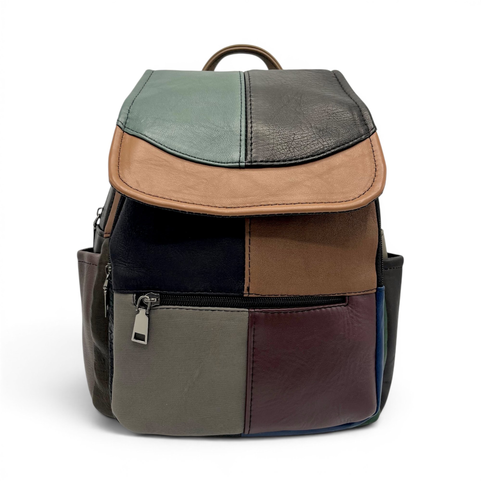 Rucsac din piele multicolora, stil casual, perfect pentru zilele active. Design vibrant și funcționa.
