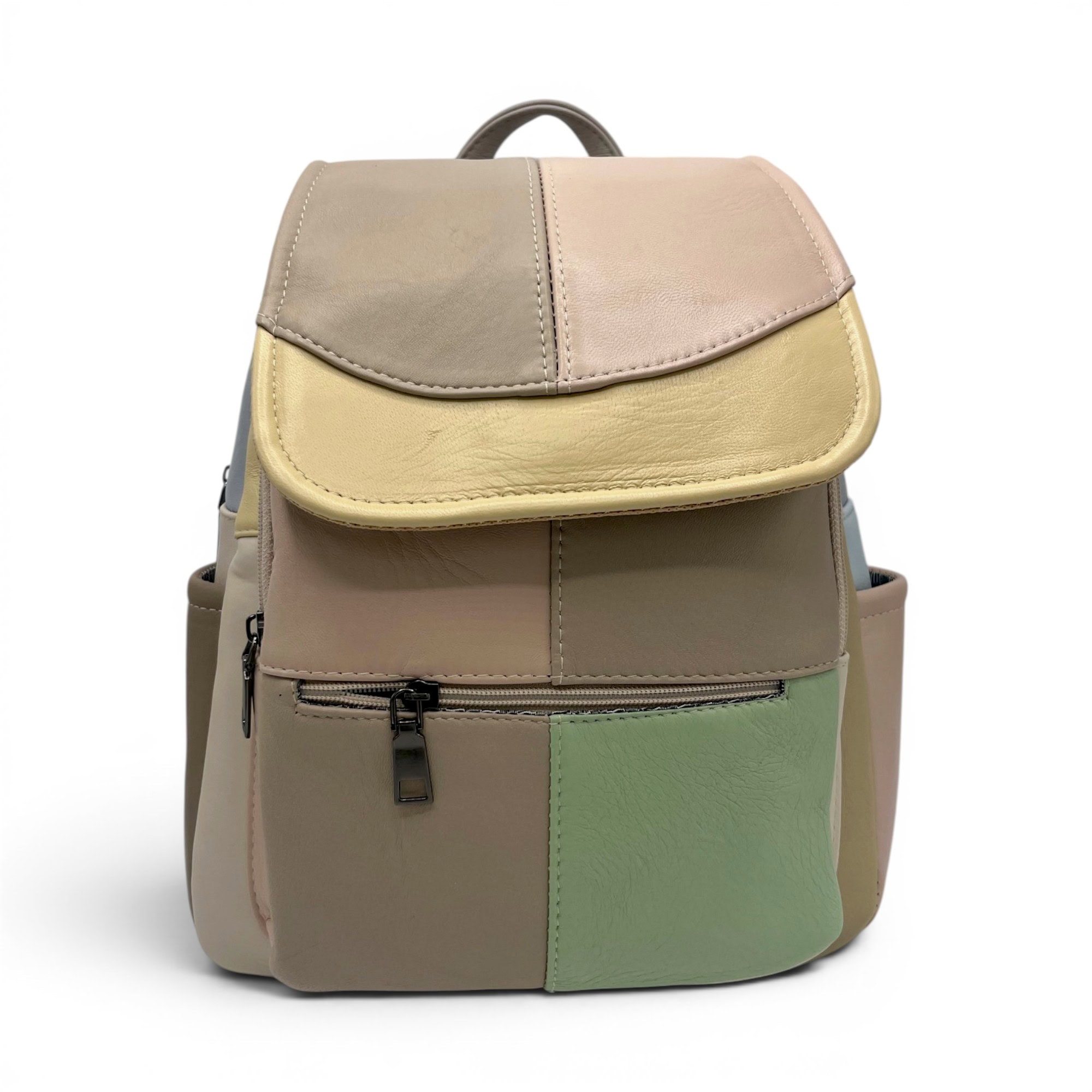 Rucsac din piele ecologică, modern și colorat, ideal pentru stil casual și utilizare zilnică.