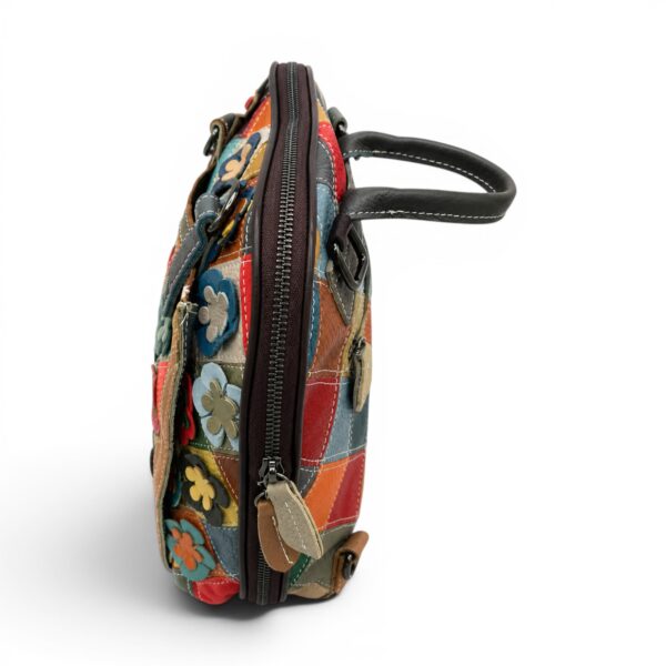 Rucsac / Geantă damă Jasmine 9954 – piele naturală, design artistic multicolor