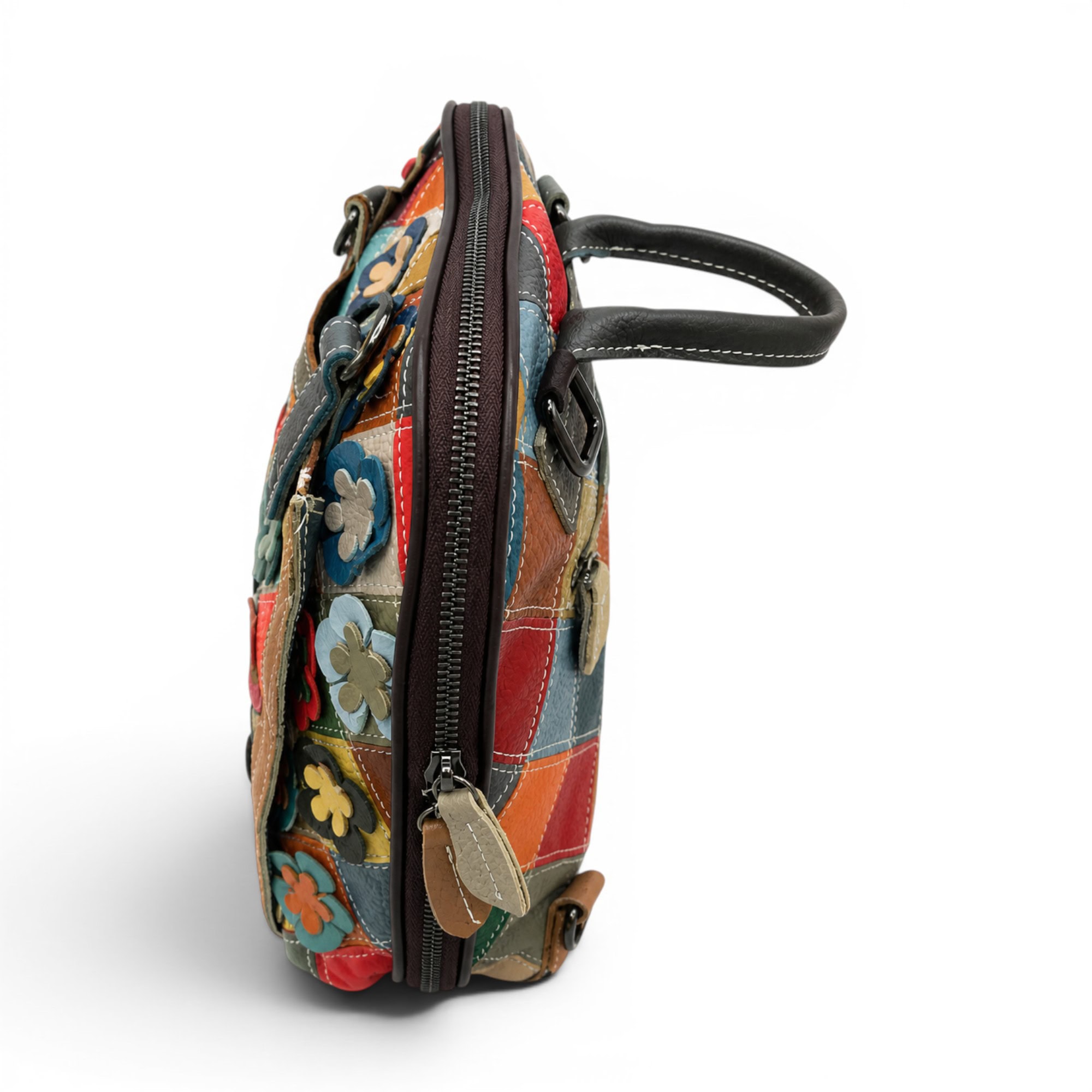 Rucsac / Geantă damă Jasmine 9954 – piele naturală, design artistic multicolor