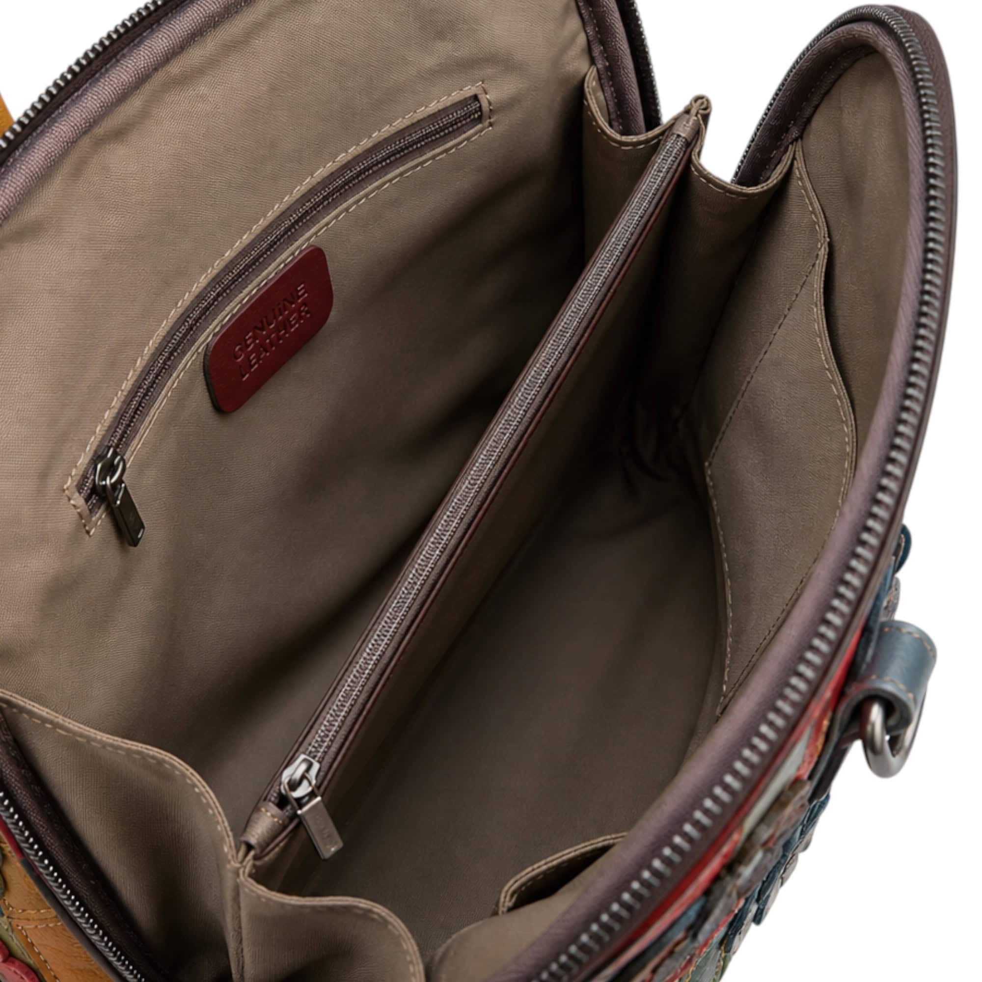 Rucsac / Geantă damă Jasmine 9954 – piele naturală, design artistic multicolor