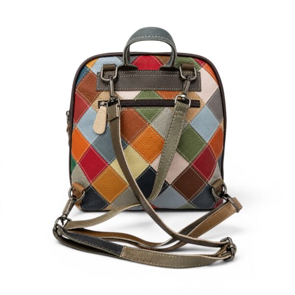 Rucsac / Geantă damă Jasmine 9954 – piele naturală, design artistic multicolor