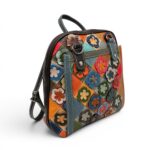 Rucsac / Geantă damă Jasmine 9954 – piele naturală, design artistic multicolor