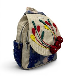 Rucsac damă Silvia Rosa Beige SR25-095B1 – design floral artistic și stil casual boem