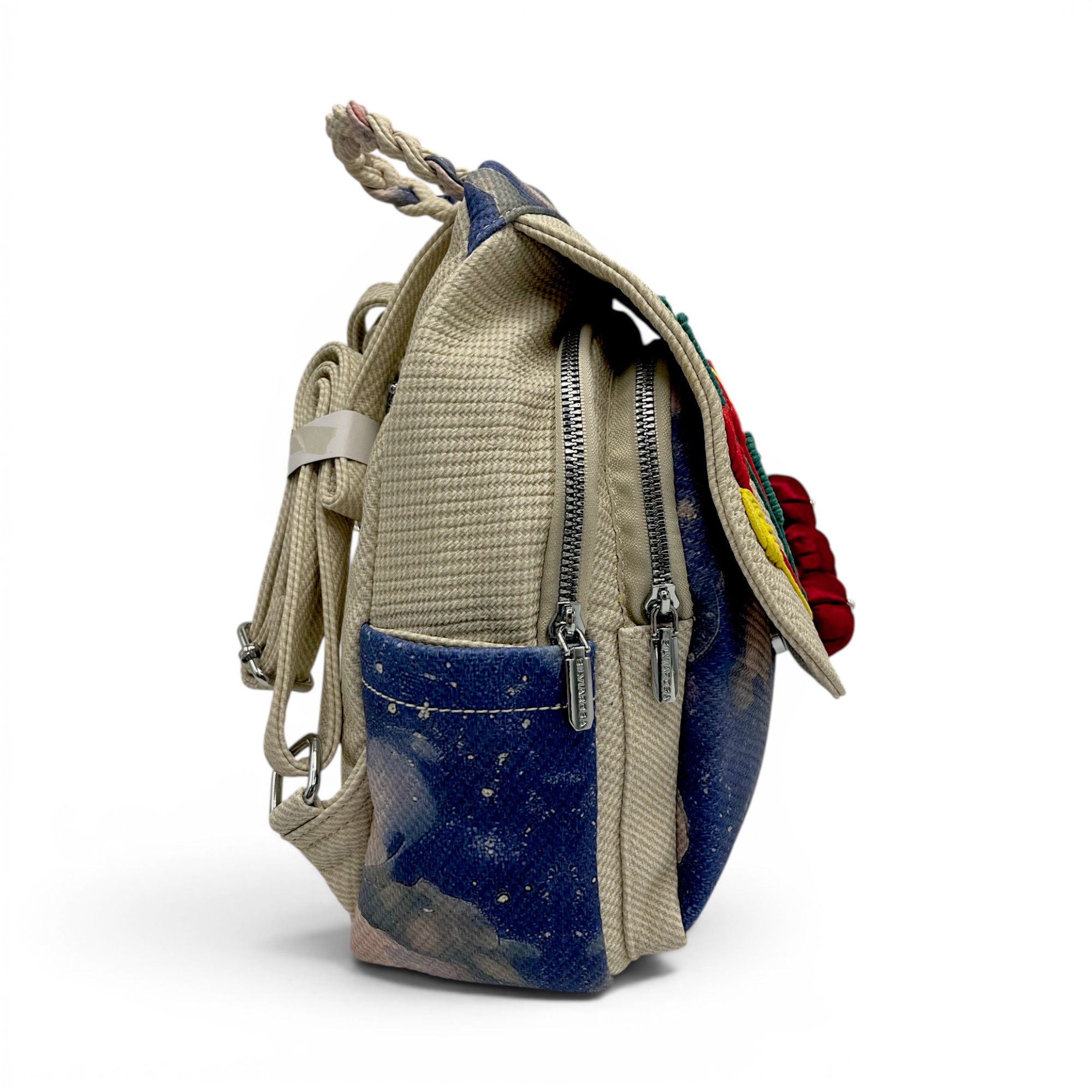Rucsac damă Silvia Rosa Beige SR25-095B1 – design floral artistic și stil casual boem