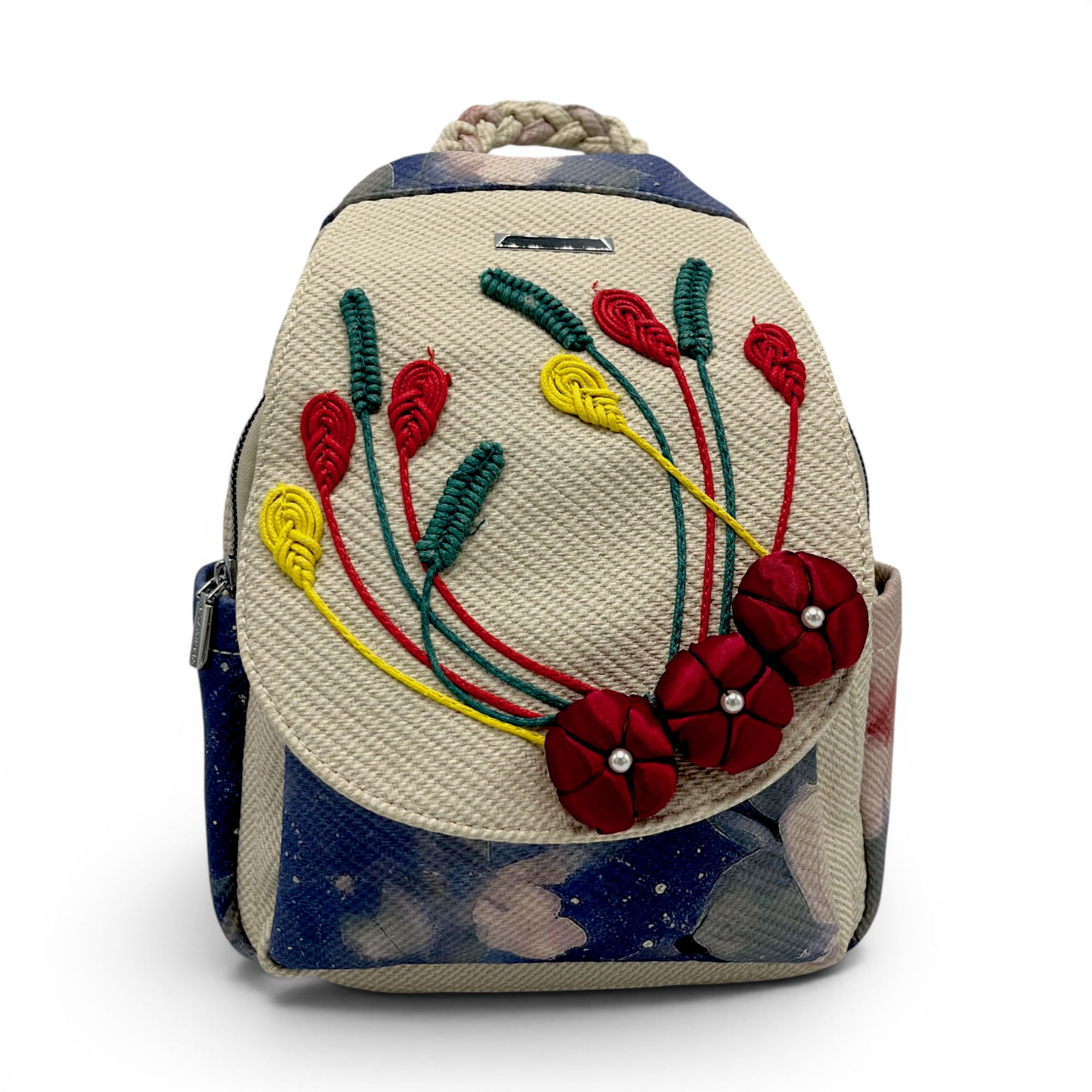 Rucsac damă Silvia Rosa Beige SR25-095B1 – design floral artistic și stil casual boem