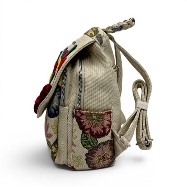 Rucsac damă Silvia Rosa Beige SR25-095B3 – design floral artistic și stil casual boem