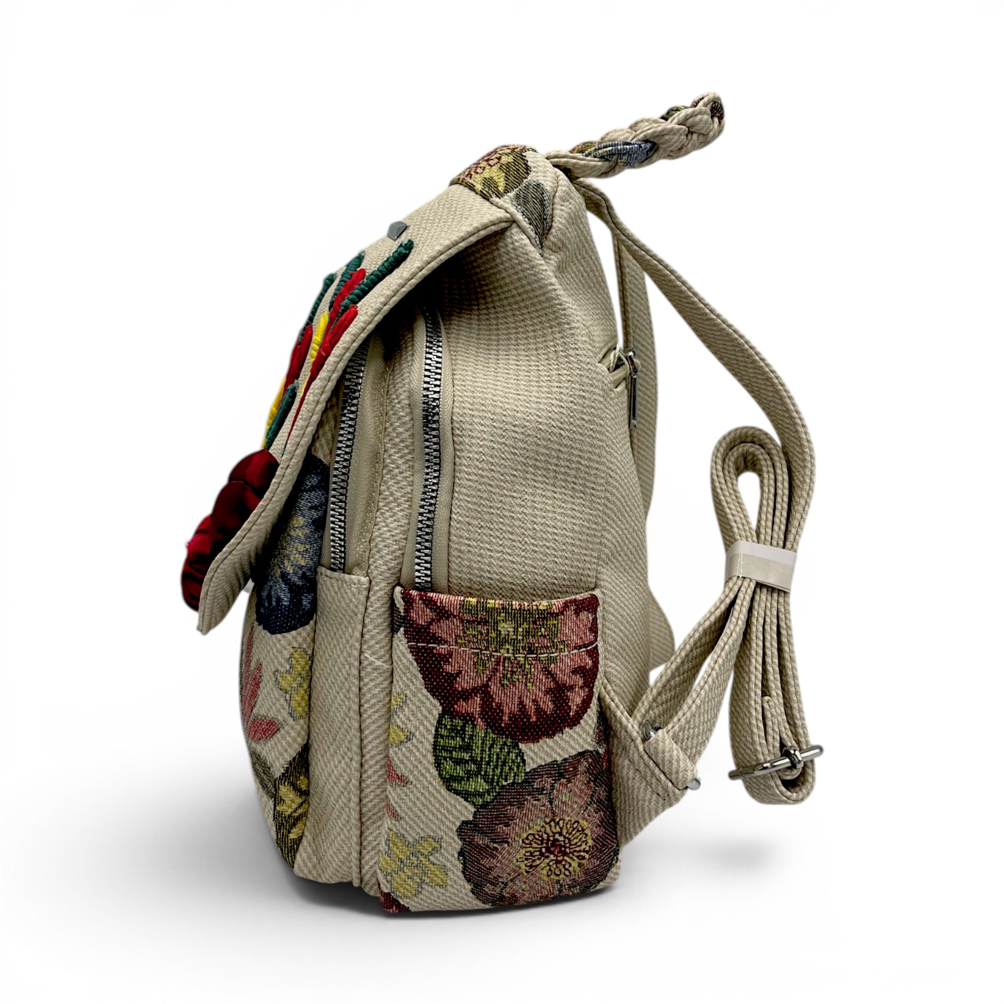 Rucsac damă Silvia Rosa Beige SR25-095B3 – design floral artistic și stil casual boem