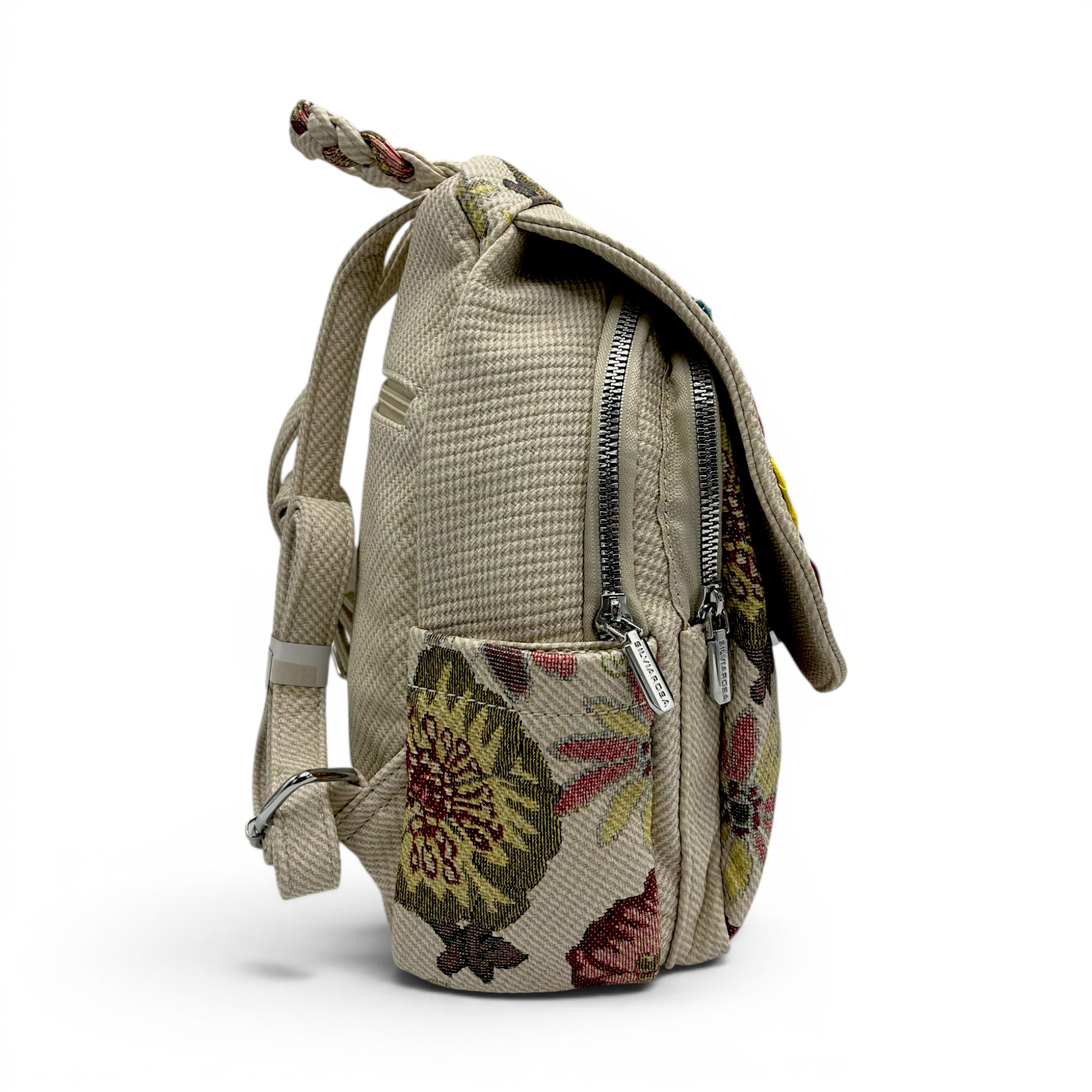 Rucsac damă Silvia Rosa Beige SR25-095B3 – design floral artistic și stil casual boem