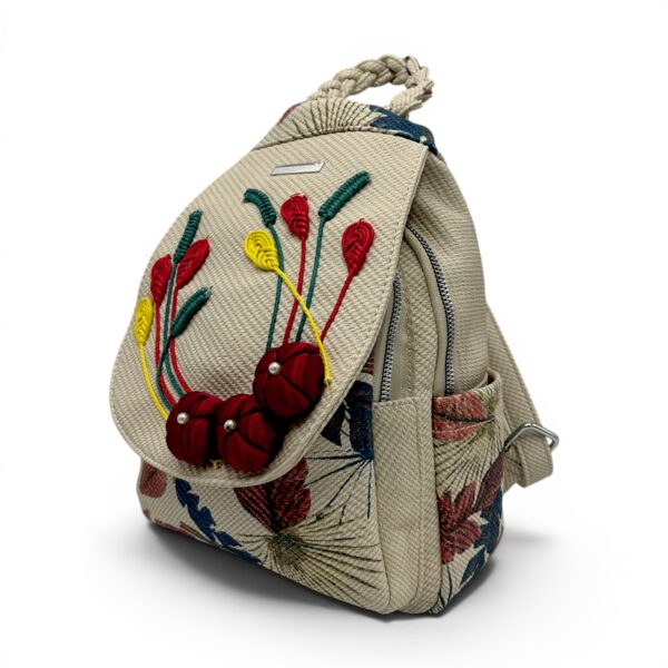 Rucsac damă Silvia Rosa Beige SR25-095B4 – design floral artistic și stil casual boem