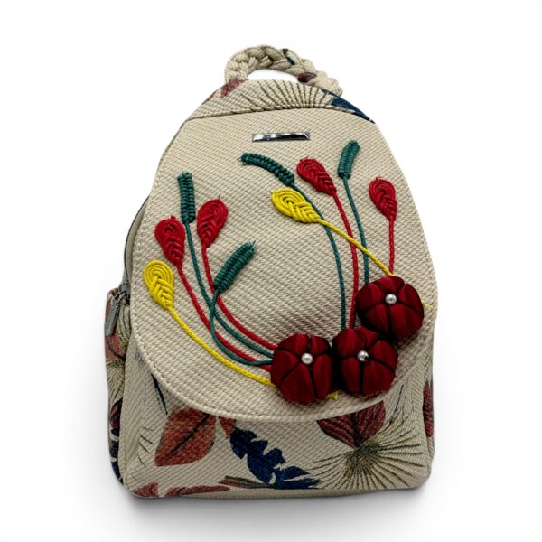 Rucsac damă Silvia Rosa Beige SR25-095B4 – design floral artistic și stil casual boem