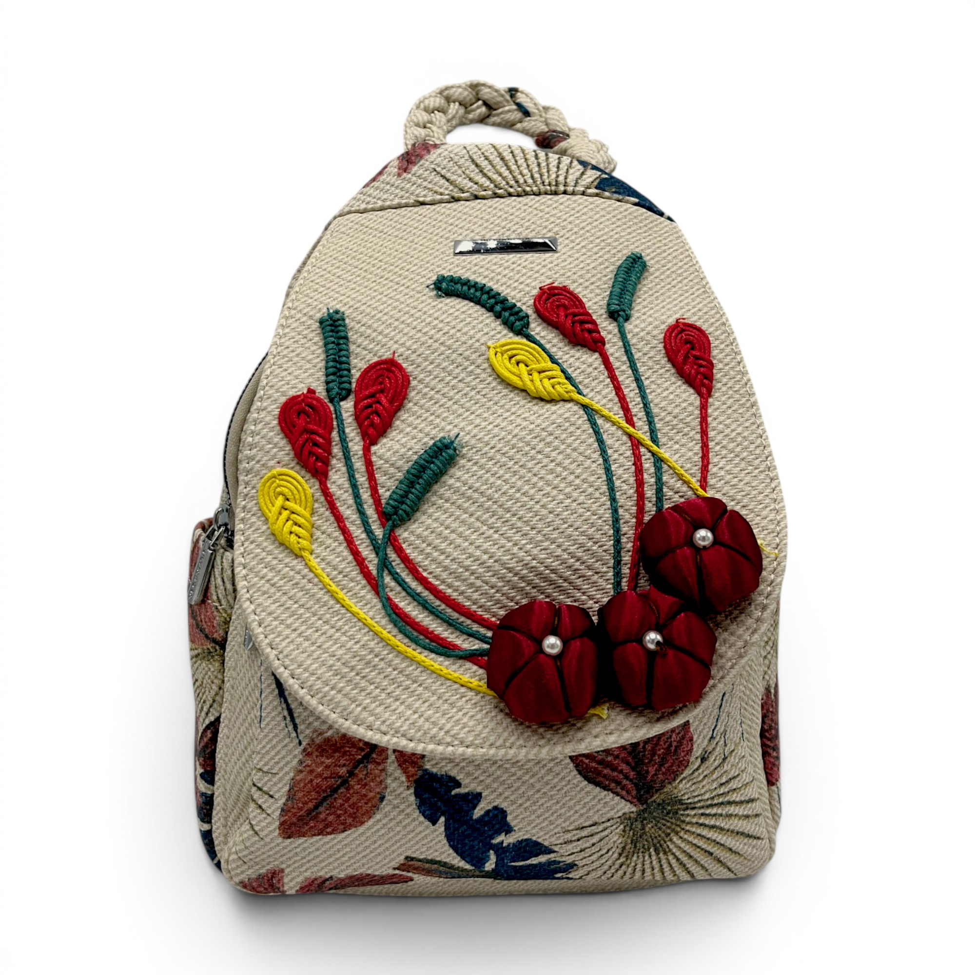 Rucsac damă Silvia Rosa Beige SR25-095B4 – design floral artistic și stil casual boem
