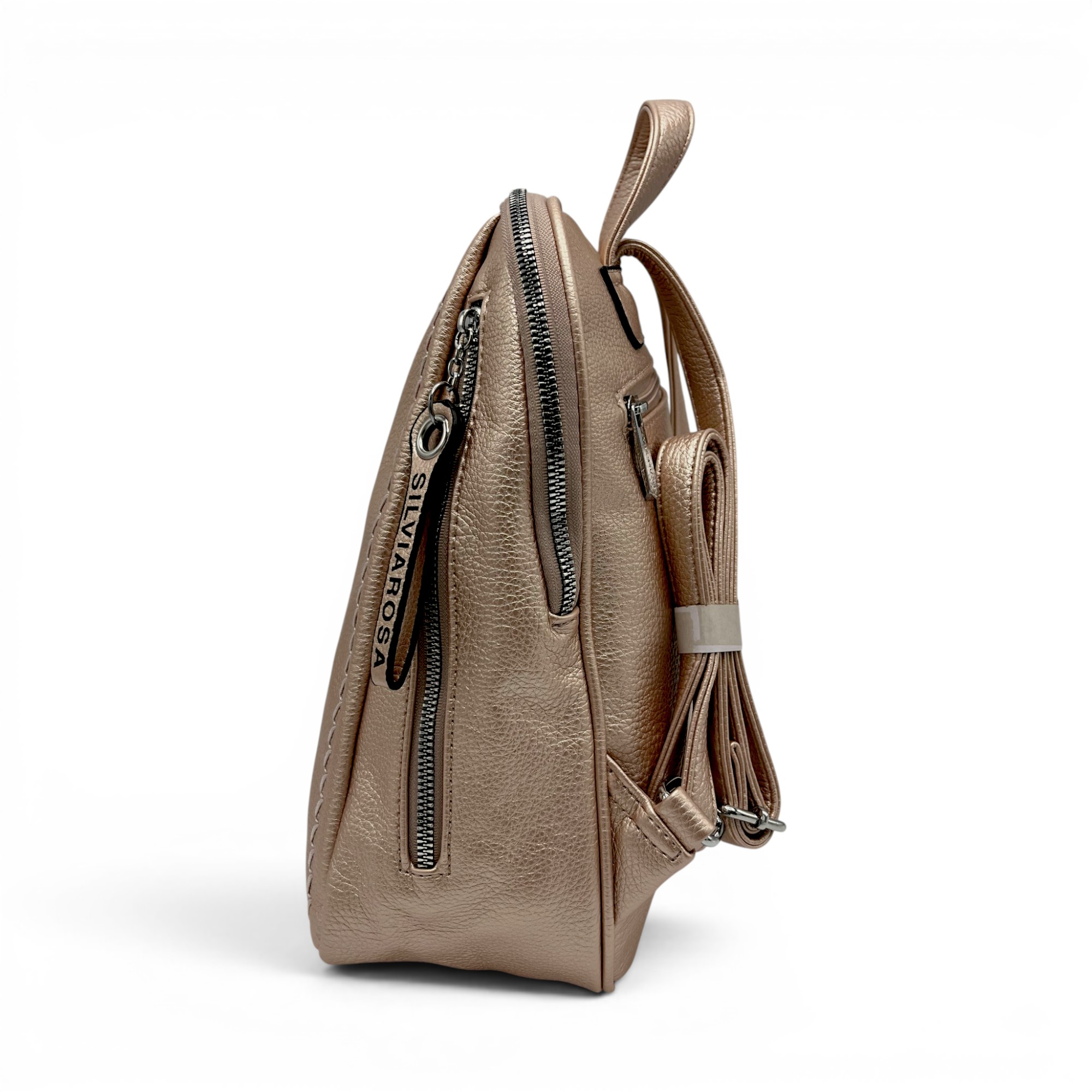 Rucsac damă Silvia Rosa SR6634-L.Gold – design modern și eleganță practică, aspect metalizat champagne