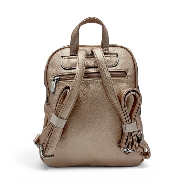 Rucsac damă Silvia Rosa SR6634-L.Gold – design modern și eleganță practică, aspect metalizat champagne