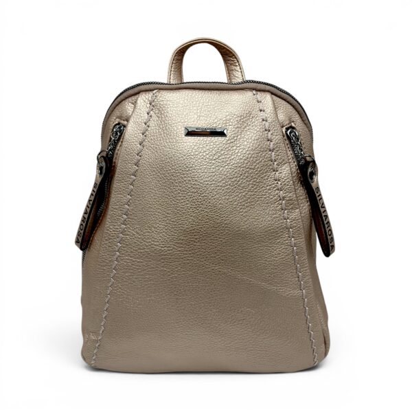 Rucsac damă Silvia Rosa SR6634-L.Gold – design modern și eleganță practică, aspect metalizat champagne
